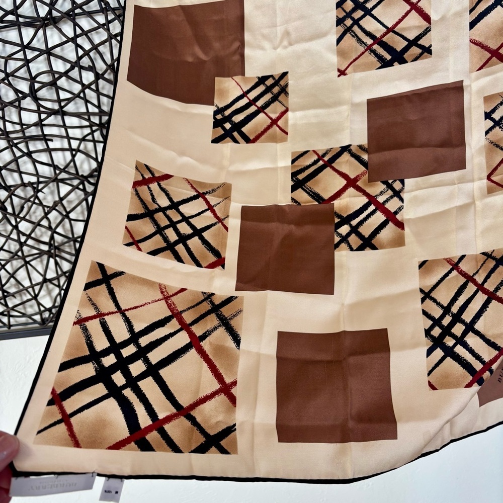 BURBERRY Vintage Silk Check Scarf 22” Square Nova Check Logo - Picture 9 of 13